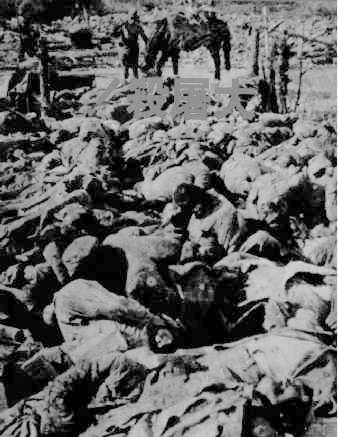 Japs and bodies of victims with their hands tied